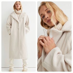 H&M Faux Shearling Coat Cream New